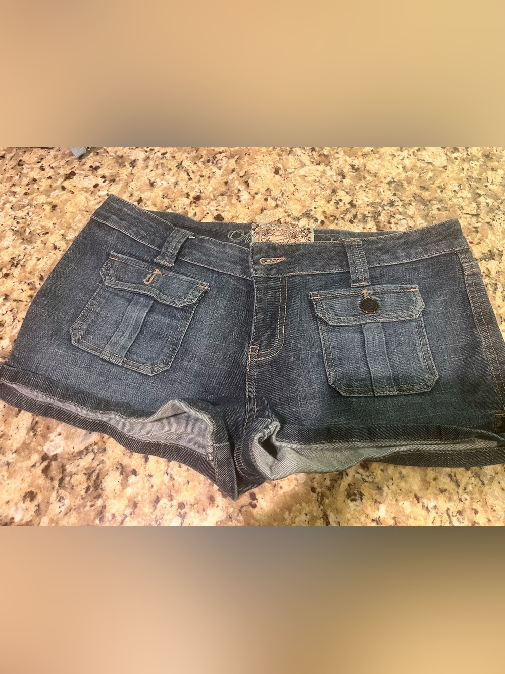 American Rag Dark Blue Denim Cargo Pocket Shorts